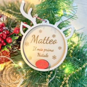 Pallina renna "primo Natale"